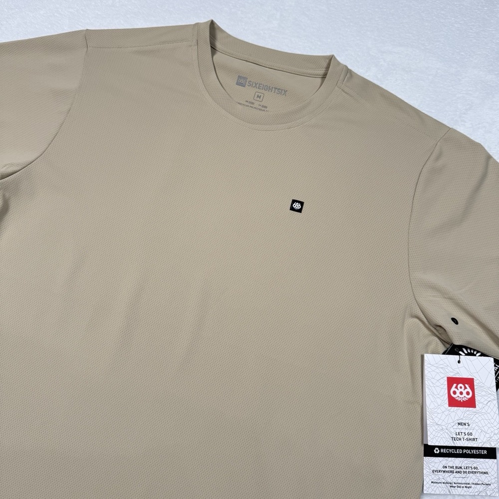 686 Men's  Lets Go Tech S/S T-Shirt Size Medium Putty KCRGNS16 Six Eight Six‎